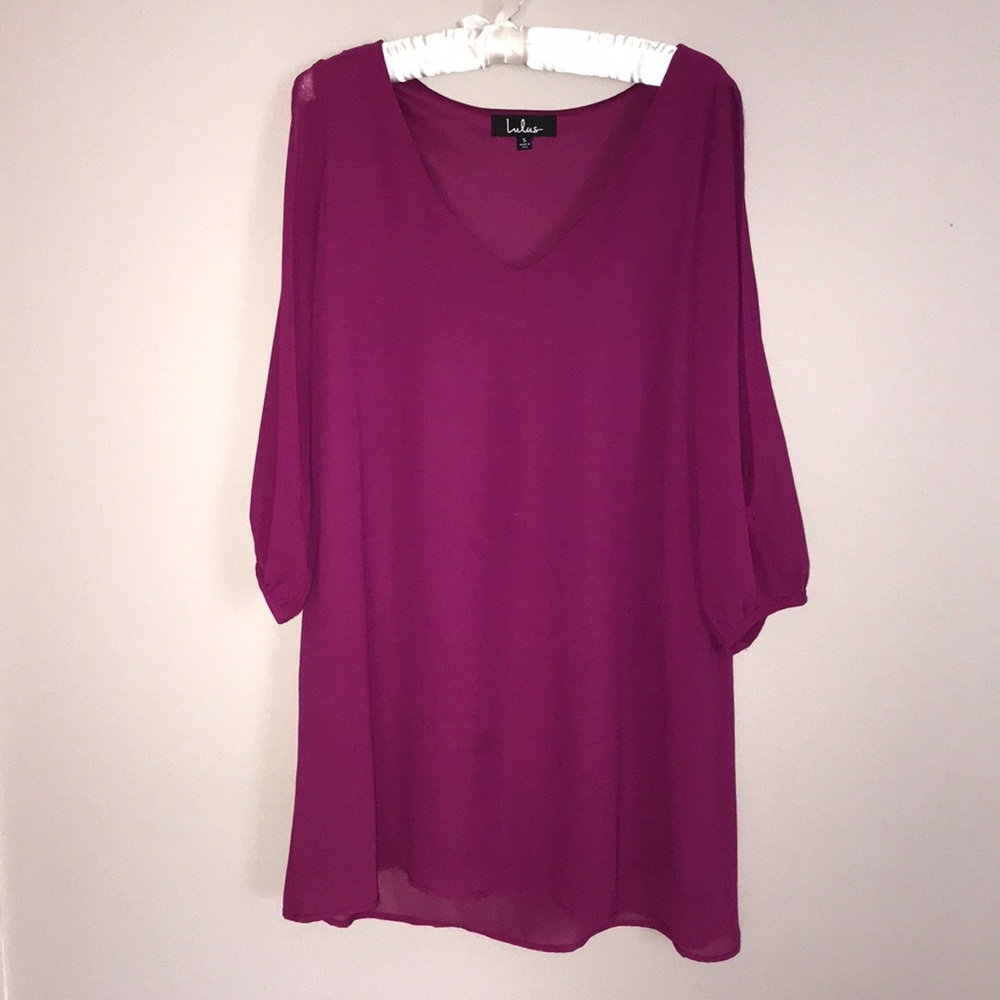 Fuchsia, long-sleeve dress